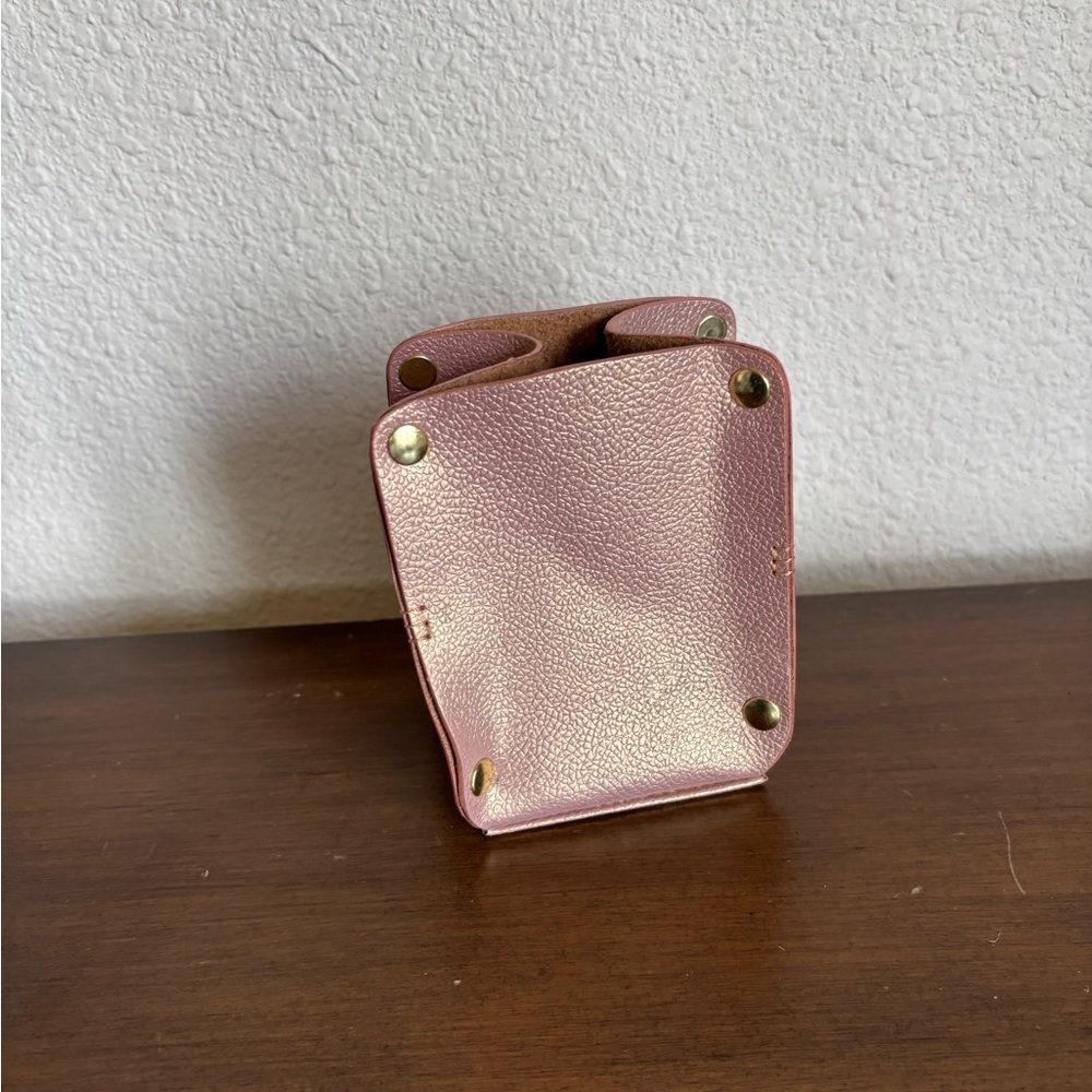 Anthropologie rose gold faux leather pen holder